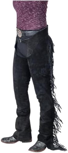 Amazon.com : Tough 1 Smooth Leather Chap with Fringe, Black, X